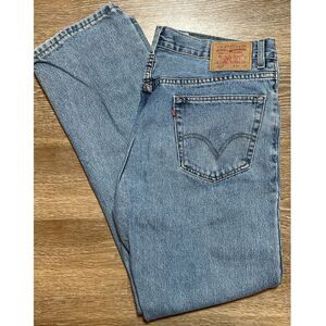 Vintage Levi's 505 Regular Fit Straight Leg Jeans‎ Size 36 x 32 Light Blue Wash